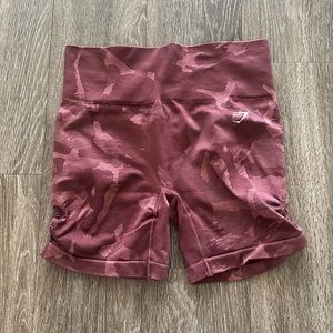 Gymshark Maroon Camouflage Bike Shorts